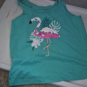 Cat & Jack Teal Tank Top with Sequin Flamingo
